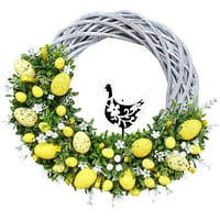 Velitoy 2D Uskrsni vijenac Dekor za vrata sezonski proljetni Garland Ornament Prop