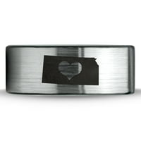 Tungsten Kansas Suncokret državni srčani pojas prsten za muškarce Žene Udobne fit brušeni sivi ravni