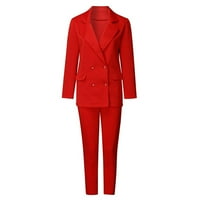 Blazer jakne za žene Dvije odijelo Dressy Plus size s dugim rukavima Solid pantalone Ležerne prilike