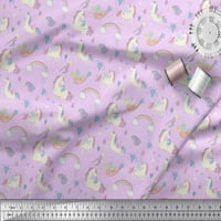 Soimoi Purple Rayon tkanina Rainbow & Unicorn Konjozemska Tkanina od tiskane od dvorišta široko