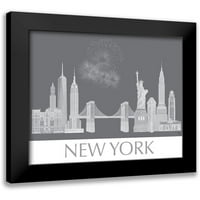 FAB Funky Black Modern Framed Museum Art Print pod nazivom - New York Skyline jednobojni