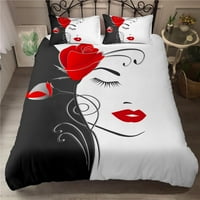 Srce ljubavi ljubavnog kreveta Komfornični setovi ruže cvijet Ispis posteljina posteljina set poklopca