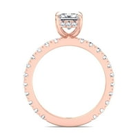 LEEDS- Smaragdni rez dijamantski zaručnički prsten sa skrivenim halo i bočnim kamenjem