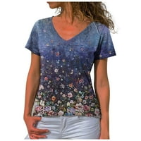 XYSAQA majice za žene Trendi vrhovi za žene Ženske VACT kratke rukave od tiskanih majica Bluze Vintage