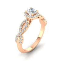 Certificirano 1. Carat TW Okrugli dijamantski beskonačni prsten za angažman u 14k ružičastog zlata