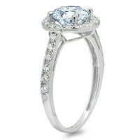2. CT sjajan okrugli rez Clear Simulirani dijamant 18k bijeli zlatni halo pasijans sa Accentima prsten
