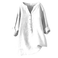Ženska ljetna casual bluza s dugim rukavima V izrez čvrste vrhove majica
