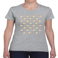 Slatka majica Corgi uzorak za žene -Martprints dizajni, ženski medij