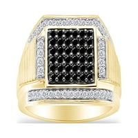 Carat crno-bijeli prirodni dijamant u 14K žutom zlatu preko sterlinga srebrni prsten za muškarce