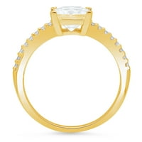 1. CT sjajna princeza sintetički moissinite 14k žuti zlatni pasijans sa accentima prsten sz 6.75