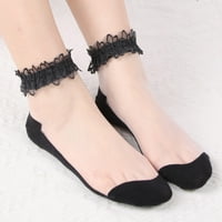 Riforla ženske čarape tanke prozirne čipke čarape kratke staklene čarape crne jedna veličina
