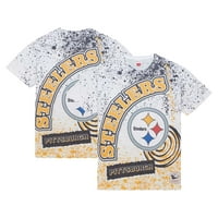 Muški Mitchell & Ness White Pittsburgh Steelers Team Burst sublimirana majica
