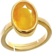 5. Carat Yellow Sapphire Pukhraj Stone Original certificirano pozlaćeno podesivo Žena MAN prsten