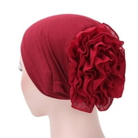 Ženska cvijeća elastična turbana grabljica za glavu Wrap Chemo Cap Hat za rak pacijenta vino crveni