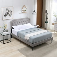 Moderni linijski sivi zakrivljeni tapecirani krevet