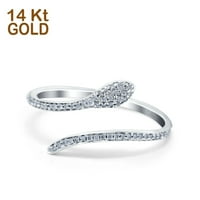 Plavi jabučni nakit Co. 14K Gold Okrugli petite Dainty Snake Vječnost Simulirana CZ Vjenčana prstena