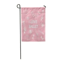 Ballerin Ballet Doodle I Love Beauty Luk Cartoon Slatka plesna cvijeća za zastavu DEKRATIVNA ZASTAVA