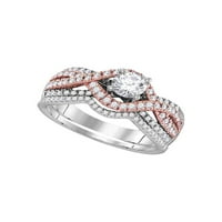 Jewels 14kt Dvo-tonski zlatni ženski okrugli dijamant Bridalni vjenčani zaručnički prsten za angažman