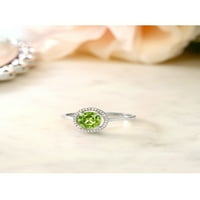 Gem Stone King 10k bijeli zlatni zeleni peridot i dijamantni zaručni prsten za žene