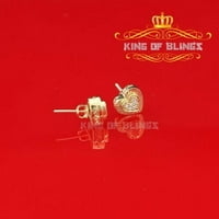KING of Bling's Aretes para Hombre Yellder Silver 0.24ct Kubična cirkonija Srce Žene naušnice