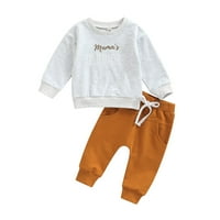 Dojenčad za dječake dječaka Outfits dugih rukava pisma za ispis pulover na vrhu + hlače za crtanje jesen
