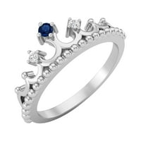 Okrugla prirodna plava safir Sterling srebrna ženska kruna TIARA prstena
