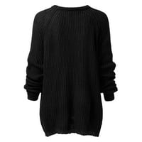 Ediodpoh Woman modni dugi rukav s ramenim pletenim džemper u šuplju casual top pulover džemper za žene