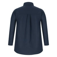 Ženski vrhovi čišćenje ljeto dame šifon dugi rukav V-izrez rever pune boje Bluze casual tops mornarice