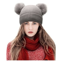 Meka zimska ženska kapa toplim kablom za pletenje slatko sa ušima sa kugličnim šeširom odvojive kape
