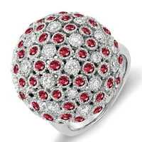 DazzlingRock kolekcija 10k okrugli rubin i bijeli dijamantski ženski koktel Fireball desni prsten, bijelo