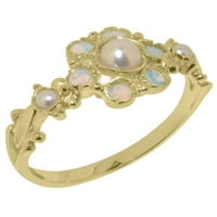 British napravio 10k žuti zlatni kultivirani prsten i Opal Ženski prsten - veličine opcija - veličine
