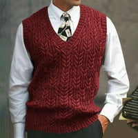 Aoochasliy muška majica za čišćenje V izrez zimski topli na otvorenom dugim rukavima Pleteni džemper
