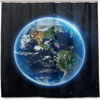 Planeta Zemljina tuš za tuš Curking Curking - 72x72in - poliester - vodootporna zavjesa za kupanje