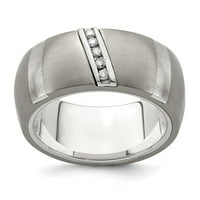 Edward Mirell Titanium & Sterling Silver .10ctw Dia prsten veličine: 12; za odrasle i tinejdžere; Za