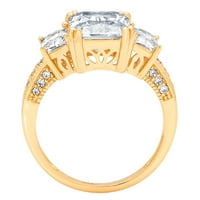 4. CT Sjajni smaragdni rez Clear Simulirani dijamant 18k žuti zlatni pasijans sa akcentima Trobonski