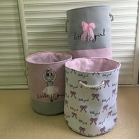 Pink Ballet Girl Bow Print Kids Book za pranje rublja Organizator: Pamučna posteljina igračka za skladištenje