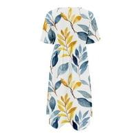 Ljetna haljina za žensku ljetnu plažu tiskanje okruglog vrata kratkih rukava Džebovi za odmor haljina