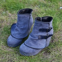 Sanbonepd čizme za gležnjeve okrugle čvrste kratke kopče klinovi Ženske cipele Toe Retro Držite tople