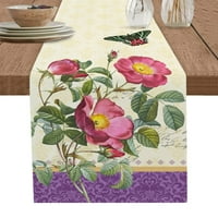 Starinski biljni cvijet leptir trkači za stol vjenčani dekor kafe stol kuhinjski trpezarijski pamučni