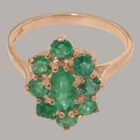 Britanska napravljena 14k ruža zlatna prirodna smaragdna prstena za izjavu žena - veličine opcija -