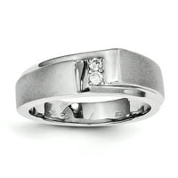 Sterling Silver Rodium satenski i polirani dijamantski muški prsten