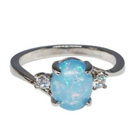Cara Lady Exquisite ženski sterling srebrni prsten ovalni rez vatre Opal dijamantni prstenovi plavi