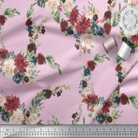 Soimoi ružičasti Poly Georgette tkanina Ranunculus & Penoy cvjetni print Ispis tkanina od dvorišta široko