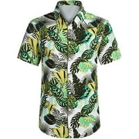 Muške tropske tiske Havajske majice Ljeto rever gumb dolje T-majice Modni odmor kratkih rukava za odmor