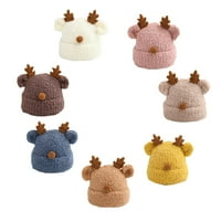 Dječji sunčevi kašici vuneni slatki jelen Pulover zadebljani pleteni zimski topli vizir sunčani šešir
