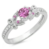 DazzlingRock kolekcija 14k Round Pink Sapphire & White Diamond Bridal Vintage Fill za angažman prsten,