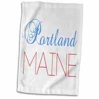 3Droza Portland, Maine Blue, Crveni tekst. Domočni kućni grad dizajn na bijelom - ručnik, po