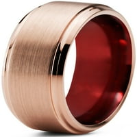 Manoukian Tungsten Vjenčani prsten za muškarce Žene crveno 18K ruža pozlaćena za pljusnom od četkica