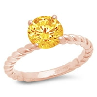 2. CT sjajan okrugli rez Clear Simulirani dijamant 18k ružičasto zlato pasijans prsten sz 8,75