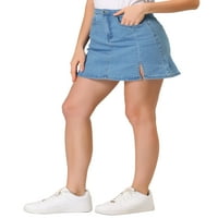 ALLEGRA K Junior's traper suknja Visoko struk Donja prednja Slim Fit Mini Jean suknja